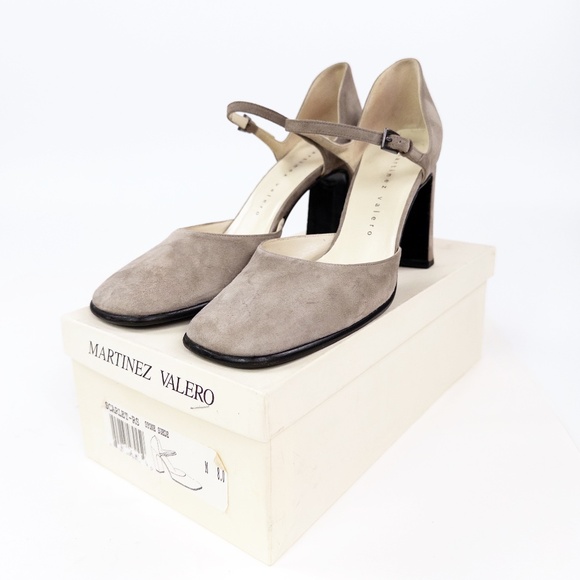 Vintage Martinez Valero Suede Mary Jane Block Heels Pumps - Picture 7 of 7